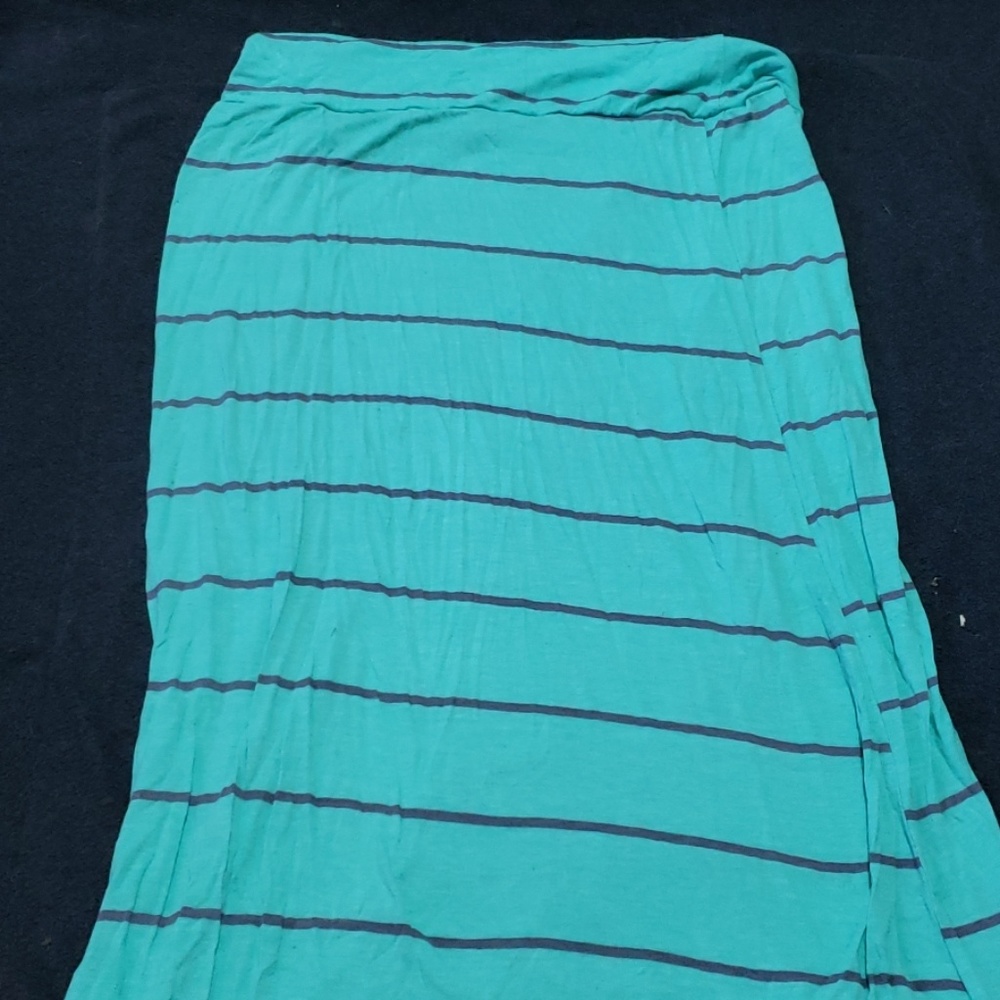 Green & Gray Striped Skirt